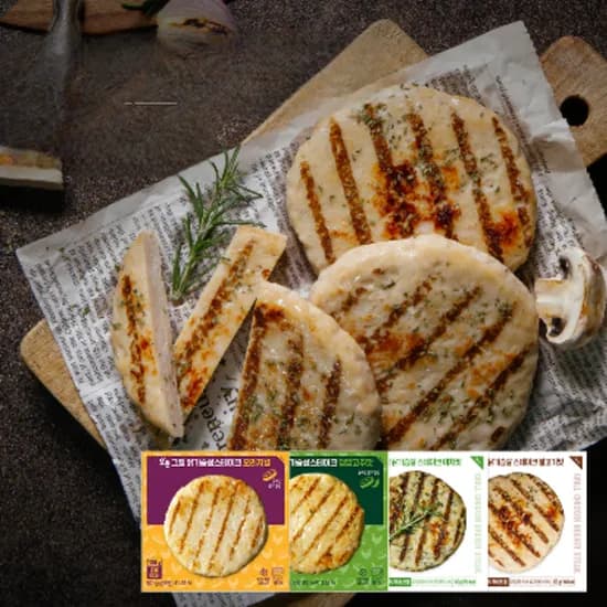 오쿡 그릴 닭가슴살 스테이크, 불고기맛 100g 1개 + 야채맛 100g 1개 + 청양고추맛 100g 1개 + 오리지널 100g 1개, 2세트