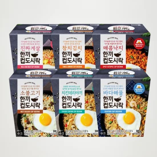 오쿡 한끼 컵도시락 해물볶음 6종 300g 12개입
