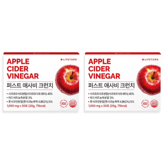 라이프턴 퍼스트 애사비 크런치 애플사이다비니거 20g 2박스