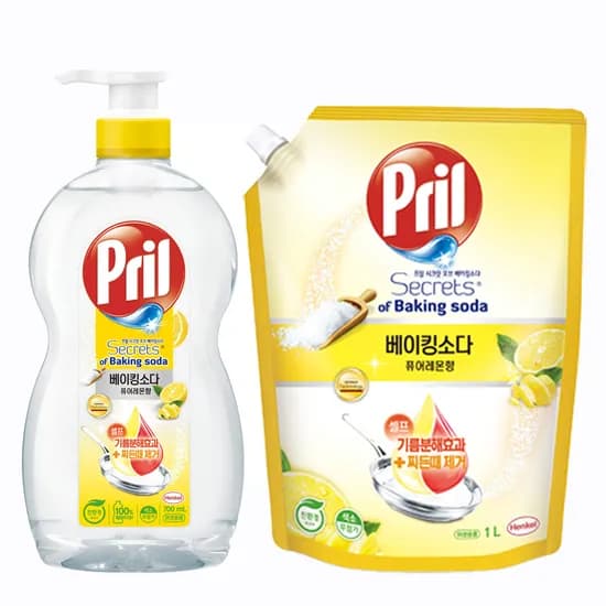 헨켈 프릴 시크릿 오브 베이킹소다 퓨어레몬향 700ml 1개 외 리필 1L 1개