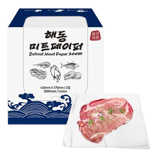 세이크린 뽑아쓰는 참치 해동지 미트페이퍼 대형, 200매입, 1팩