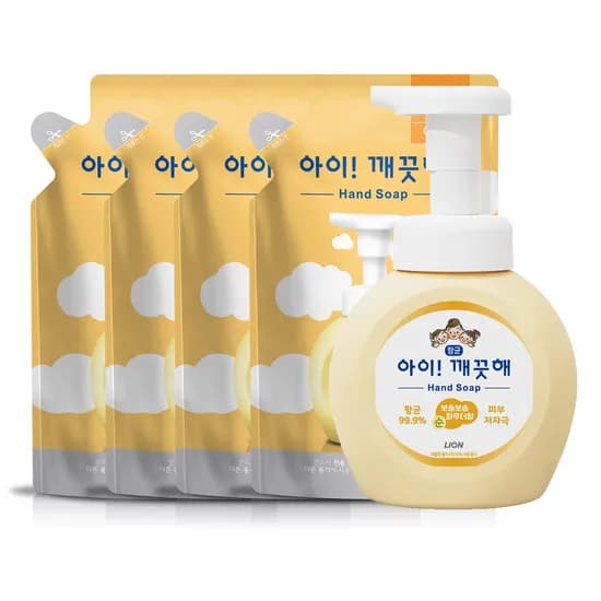 아이깨끗해 항균 폼 핸드솝, 순, 250ml, 1개 + 리필, 200ml, 4개
