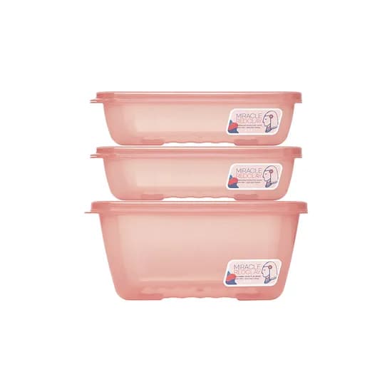 미라네주방 김치 보관 세트, 소, 미라클통 황토 950ml 2개 + 1.8L 1개, 3개