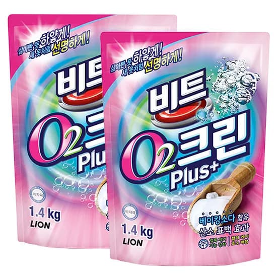 라이온 비트 O2 크린 플러스 세탁 표백제 1.4kg 2개