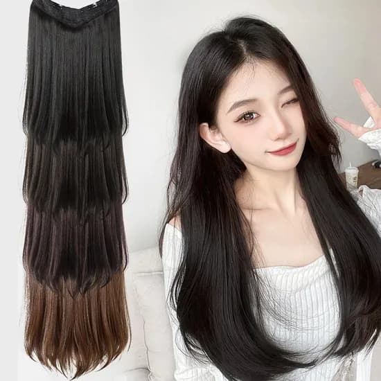 쉬미리 스트레이트 U자형 반가발 헤어피스 SD-230906 진갈색 45cm 1개