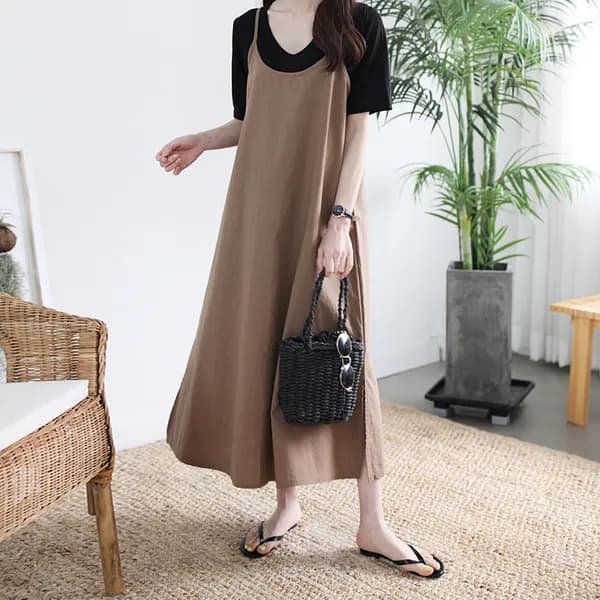 A라인 뷔스티에 롱 원피스 네이비 20,900원