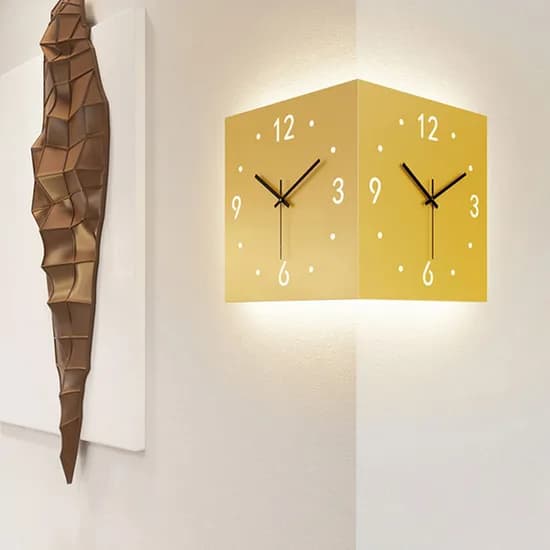 무소음 LED 코너 벽시계 , 블루, 26*26cm, 1개
