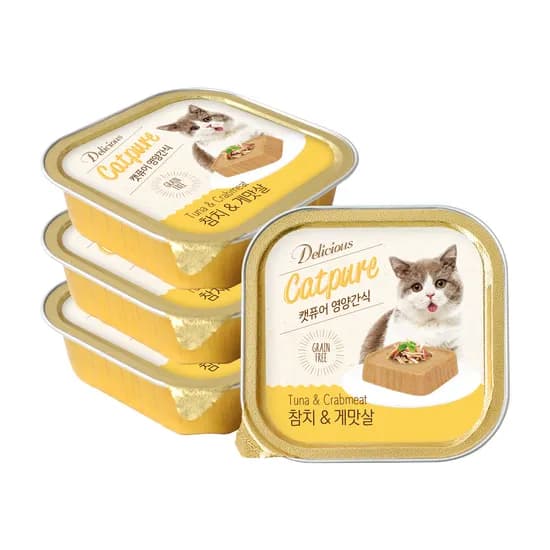 캣퓨어 영양간식 사각캔, 참치와 게맛살, 100g, 24개입, 1개