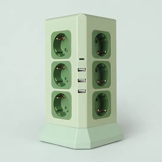 나비 타워형 멀티 콘센트 NV191-TWT7 올리브 2m 12구 4000W 220V AC 1개