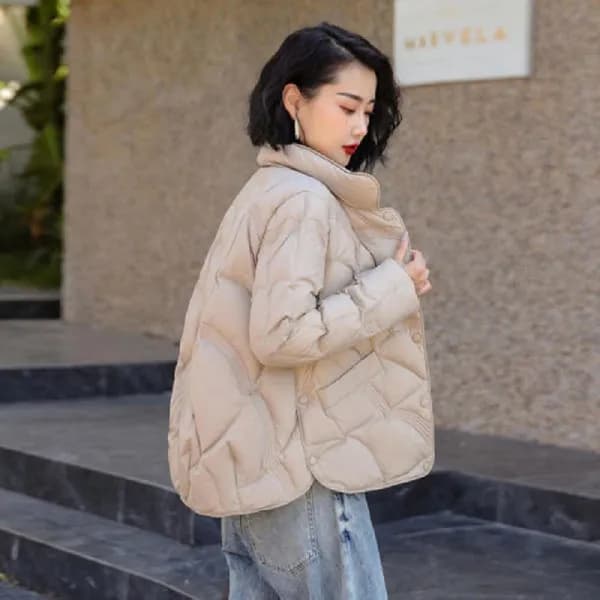 더달금 덕다운 경량패딩 오리털 베이지 S