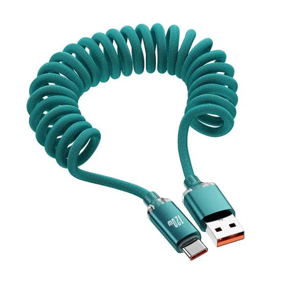 120W C타입 코일 스프링 케이블, 2m, 그린, 1개