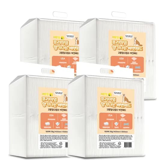 CNL 디럭스 강아지 배변패드, 레몬향, 100매, 4팩, 1개