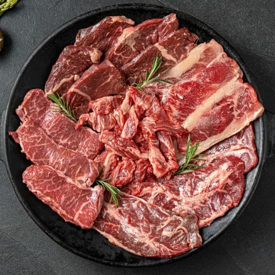고기중독 소고기 1kg 모둠, 소갈비살 200g + 부채살 200g + 우삼겹 200g + 안창살 200g + 토시살 200g, 1세트