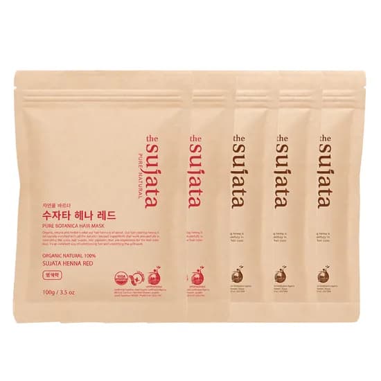 수자타헤나 유기농 비건 헤나 천연 염색약 레드 2개 브라운 3개 호호바오일 30ml 1개