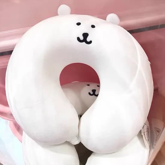 농담곰 담곰이 휴대용 차량용 여행용 목쿠션 목베개 사무실 비행기 기내용, 농담곰 목쿠션, 30cm x 25cm
