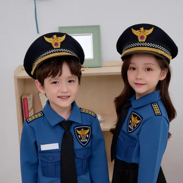 아동 경찰 제복 모자 블랙 아동용 1개