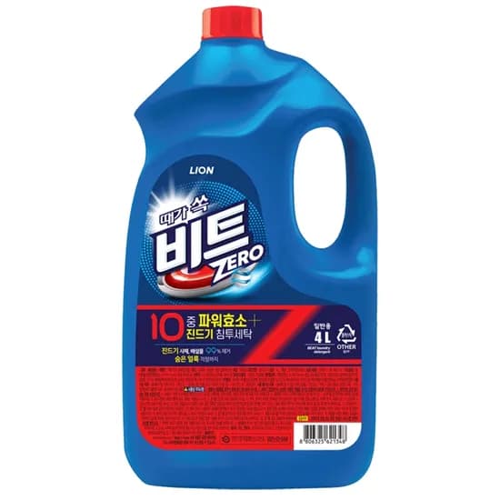 라이온 비트 진드기제로 액체세제 일반용 본품 4L 4개
