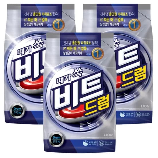 비트 때가쏙 분말세제 드럼용 리필 2.5kg 2개