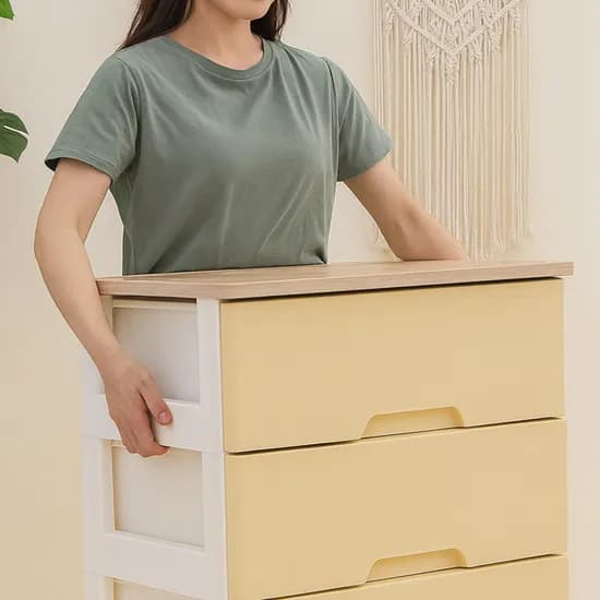 보노하우스 모던플러스 우드상판 서랍장, 라이트그레이, 내추럴오크, 3단, 1개