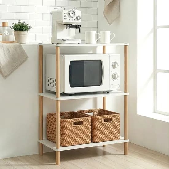레토 전자렌지수납장 렌지대 선반 밥솥장 주방가구, 화이트, 53cm, 3단