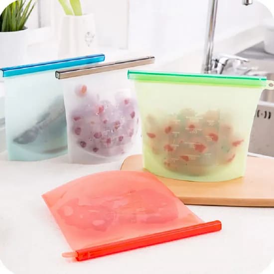 실리콘 지퍼백 3종세트, 화이트, 500ml + 1000ml + 1500ml, 1세트