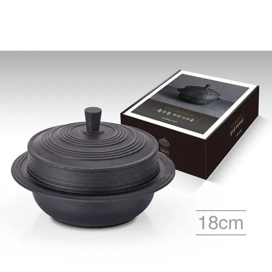 리빙아트 NVO 통주물 무쇠 가마솥, 블랙, 18cm, 1개