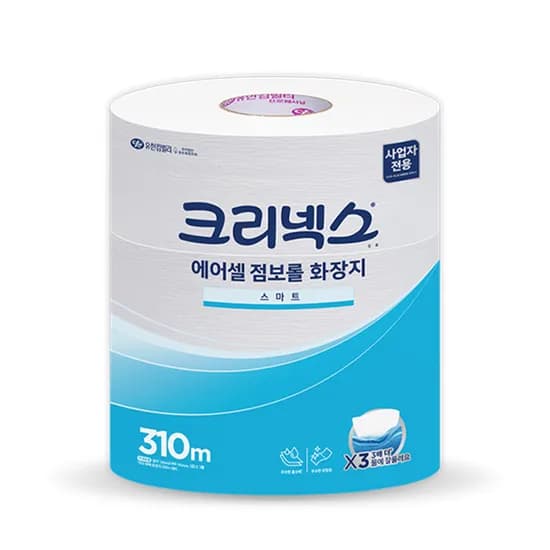 크리넥스 물에 잘 풀리는 에어셀 점보롤 화장지 스마트 3롤 310m 1개
