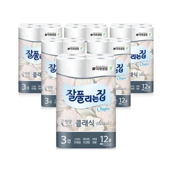 잘풀리는집 클래식 화장지 3겹 27m 12롤 6팩