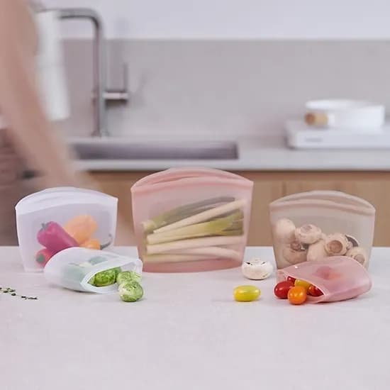 퍼기 3중 밀폐 실리콘 지퍼백, 화이트, 세트(500ml+850ml+1500ml), 1개