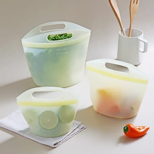 실리콘 지퍼백 혼합 500ml+1000ml+1500ml 3개입 1세트
