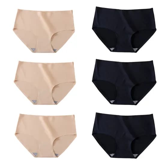 심리스 팬티 심플 무봉제 라인, 2XL, 스킨 3개 + 블랙 3개, 6개