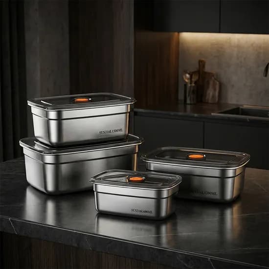 살림담 스테인리스 316 진공 밀폐용기, 대, 1500ml, 3개
