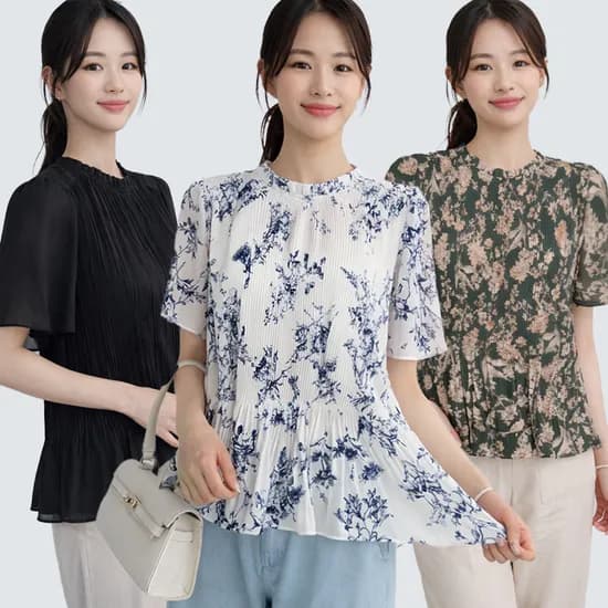 고운 결 플리츠 블라우스, 그린, 66, 1개