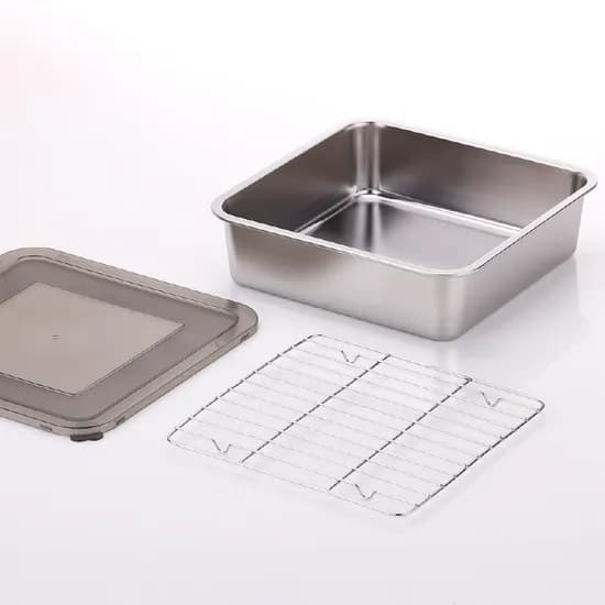 쉬젤 러반 스테인레스 스퀘어밧드, L, 24cm, 밧드+커버+와이어랙, 3PCS, 1개