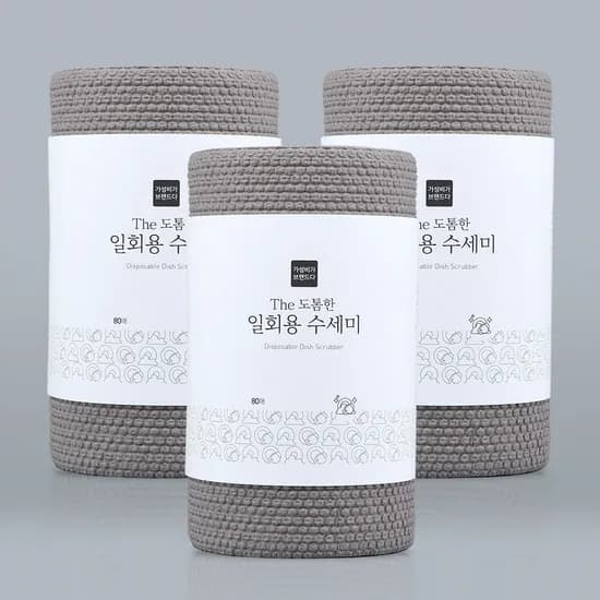 가성비가브랜드다 도톰한 엠보싱 일회용 수세미, 80매, 3개입, 1개