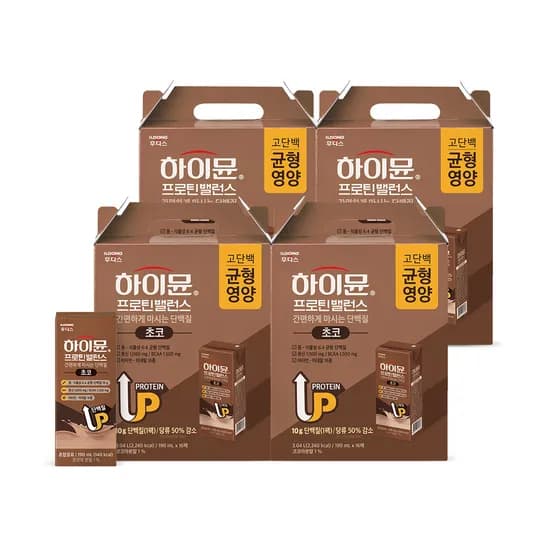 일동후디스 하이뮨 프로틴 밸런스 음료 초코맛, 190ml, 64개
