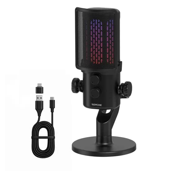 로이체 고감도 사운드마스터 RGB LED 콘덴서 게이밍 스탠드 마이크 RCM-G200 블랙 29,900원
