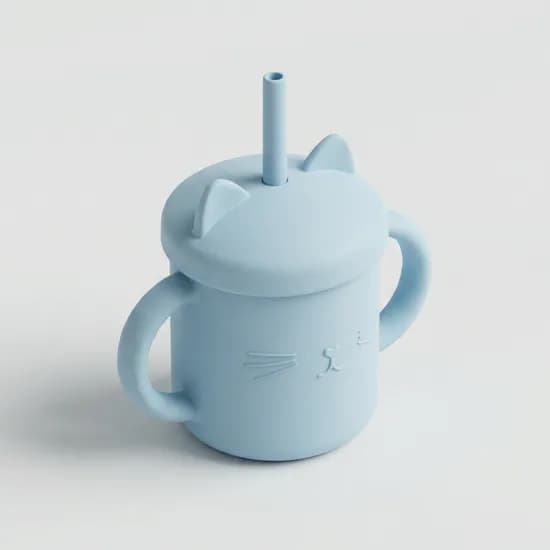 데아트 실리콘 아기 빨대컵 인디고블루 200ml 1개