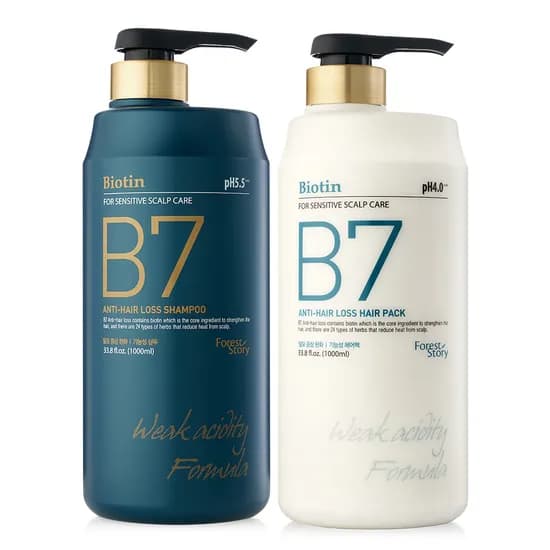 포레스트스토리 B7 탈모 샴푸 + 탈모 헤어팩 1000ml + 1000ml 1세트