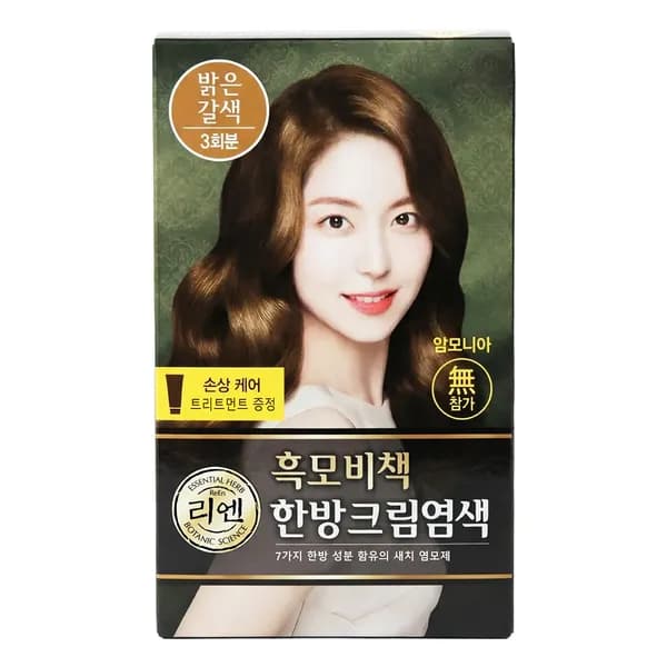 리엔 흑모비책 한방크림염색 밝은갈색 120g 3세트