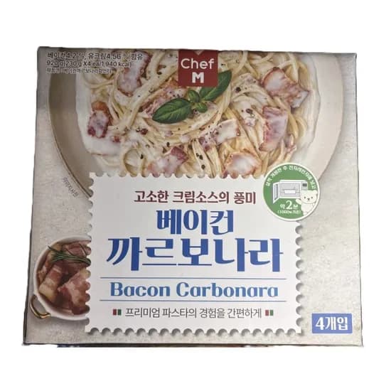 쉐프엠 베이컨 까르보나라 파스타 230g 4개입