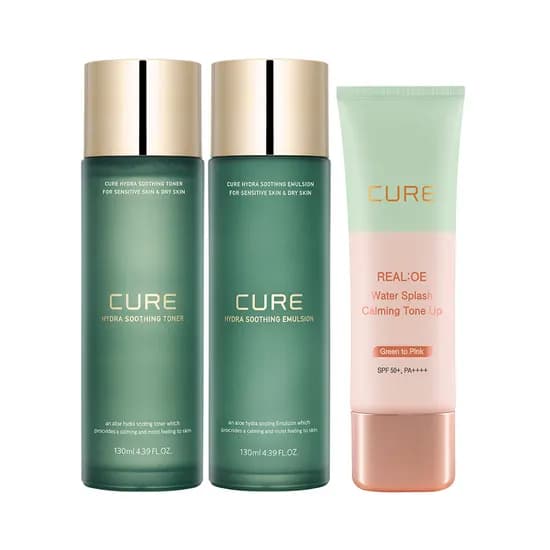 김정문알로에 수딩 2종 + 카밍 톤업 선크림, 토너 130ml, 에멀전 130ml, 선크림 40g, 1세트