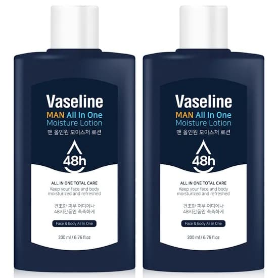 바세린 48h 맨 올인원 모이스처 로션, 남성용, 200ml, 2개