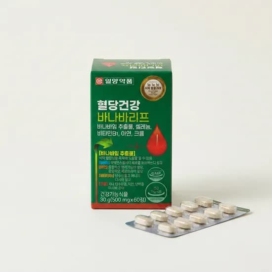 일양약품 혈당건강 바나바리프 500mg 60정 6박스
