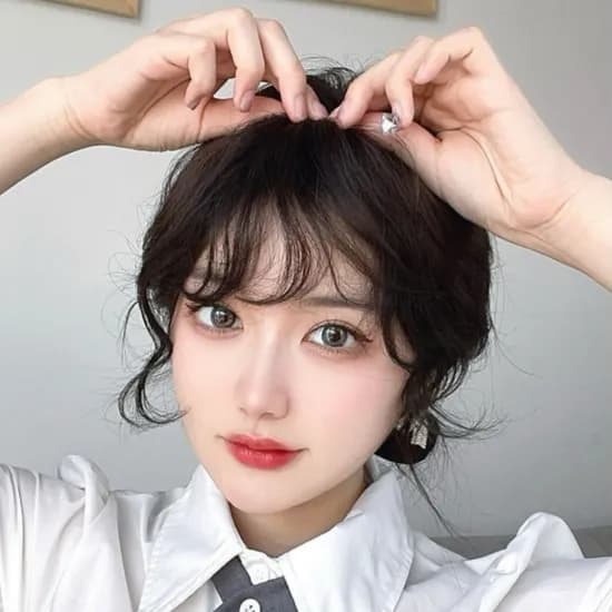 웨이브 앞머리 캐주얼 부분가발 블랙브라운 1개