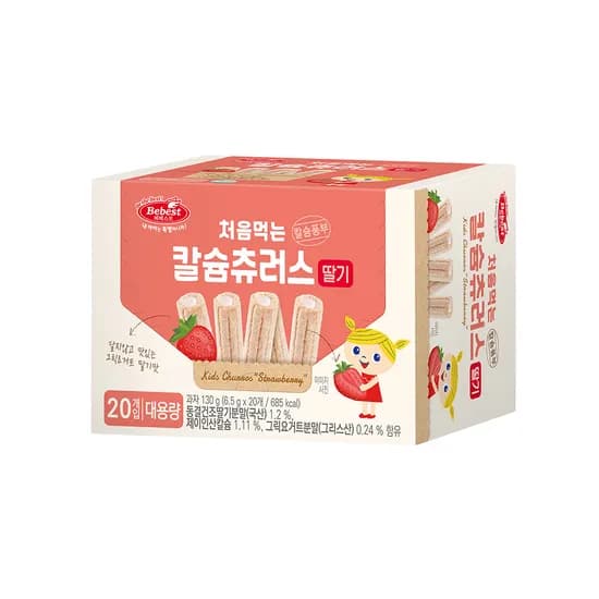 베베스트 처음먹는 칼슘 츄러스, 딸기, 6.5g, 20개입, 1박스