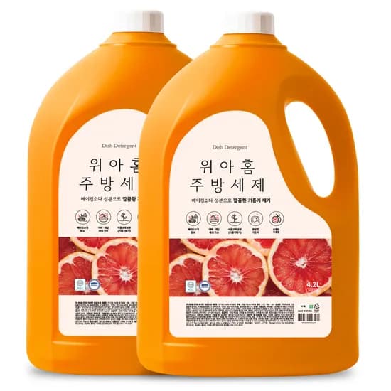 위아홈 주방세제 자몽향, 4.2L, 2개