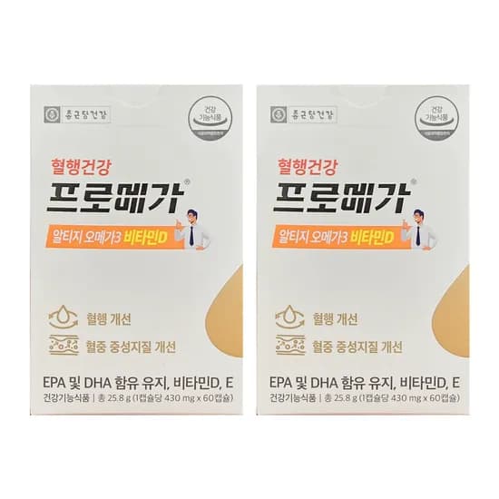 종근당 프로메가 알티지오메가3 비타민D, 430mg, 60캡슐, 2박스