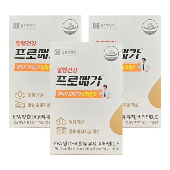 종근당건강 프로메가 알티지오메가3 비타민D, 430mg, 60캡슐, 3박스