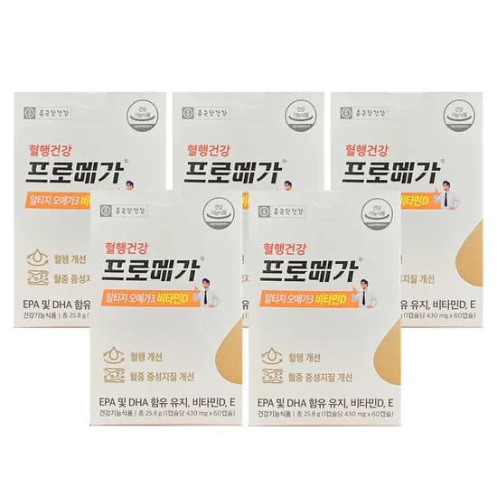 종근당건강 프로메가 알티지오메가3 비타민D, 430mg, 60캡슐, 5박스